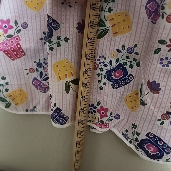 Vintage Tiger Lily Button Floral Vest Spring Sz 2x Lot Snap Bib Smock Cover 5591 - Picture 7 of 10